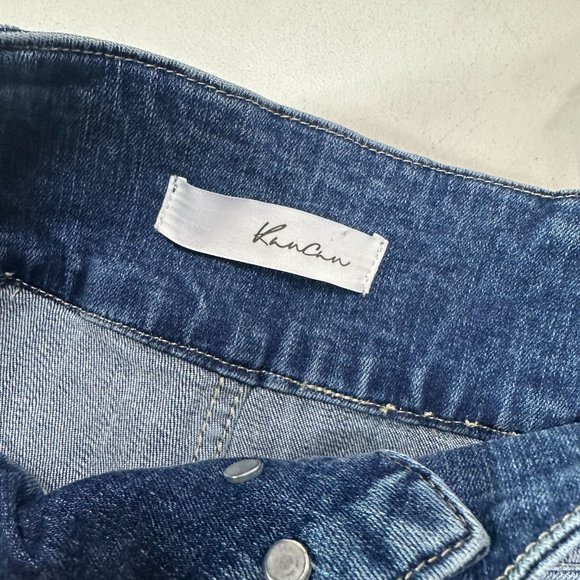 Kancan Miranda Ultra High Rise Flare Jeans Frayed Denim Size 3/25 Bell bottoms - Picture 14 of 16